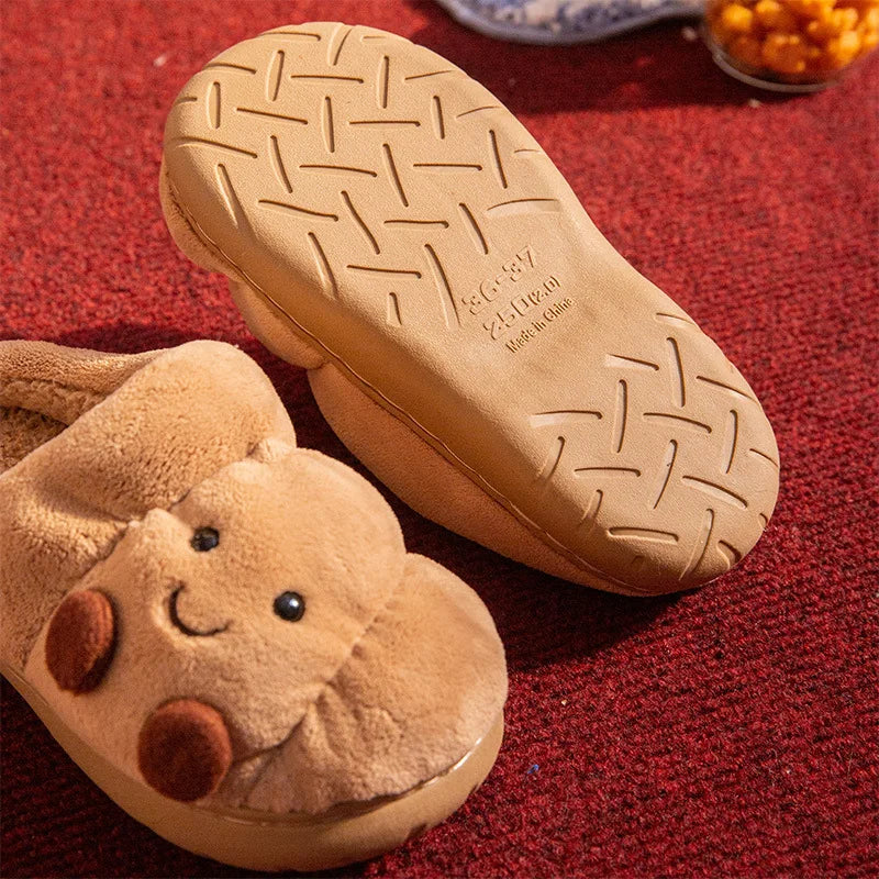 Croissant-Shaped Plush House Slippers
