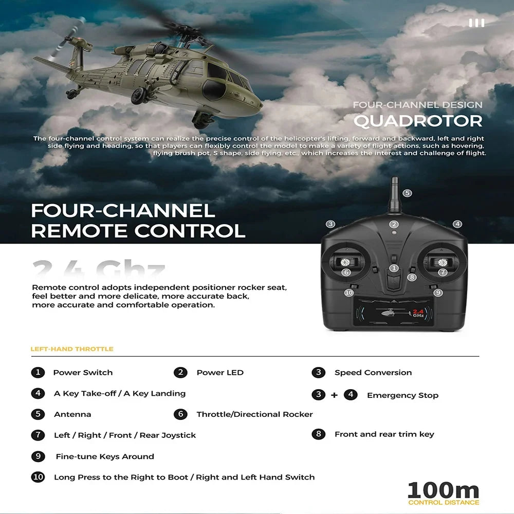 WLtoys K170 RC Helicopter 2.4G 6-Aixs Gyroscope 4CH Altitude Hold Optical Flow Remote Control Helicopter Toys for Children