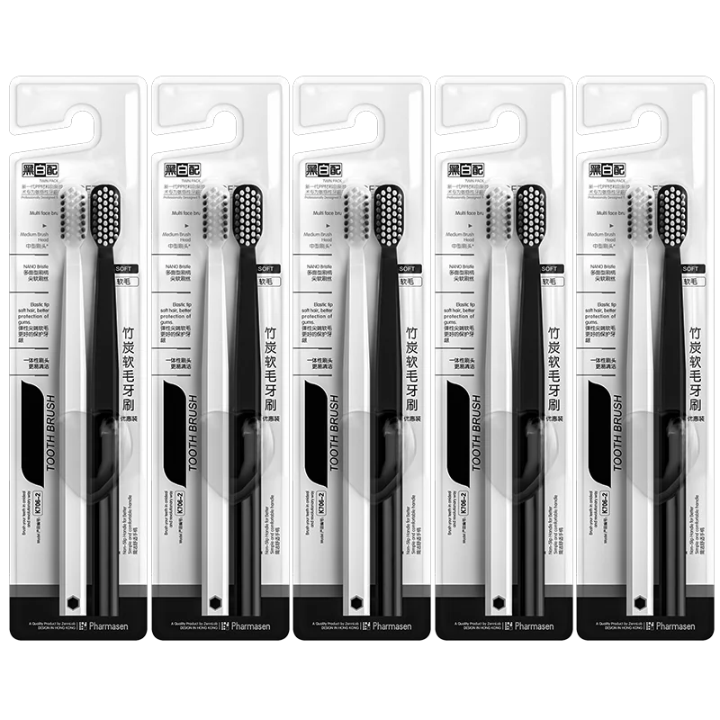 Bamboo Charcoal Toothbrushes – 10-Pack