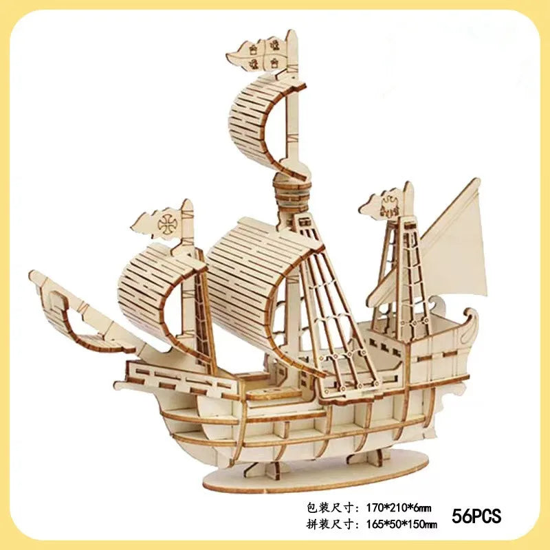 3D Wooden Sailboat Puzzle Kit
