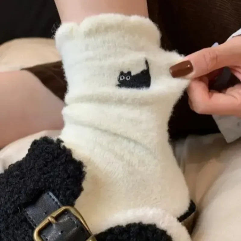 Plush Mink-Velvet Cat Socks – 3 Pairs