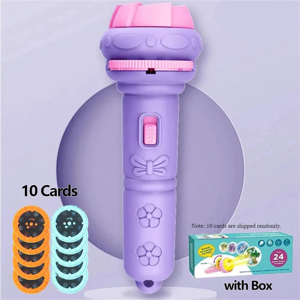 Kids’ Cartoon Projection Flashlight – 10 Picture Cards