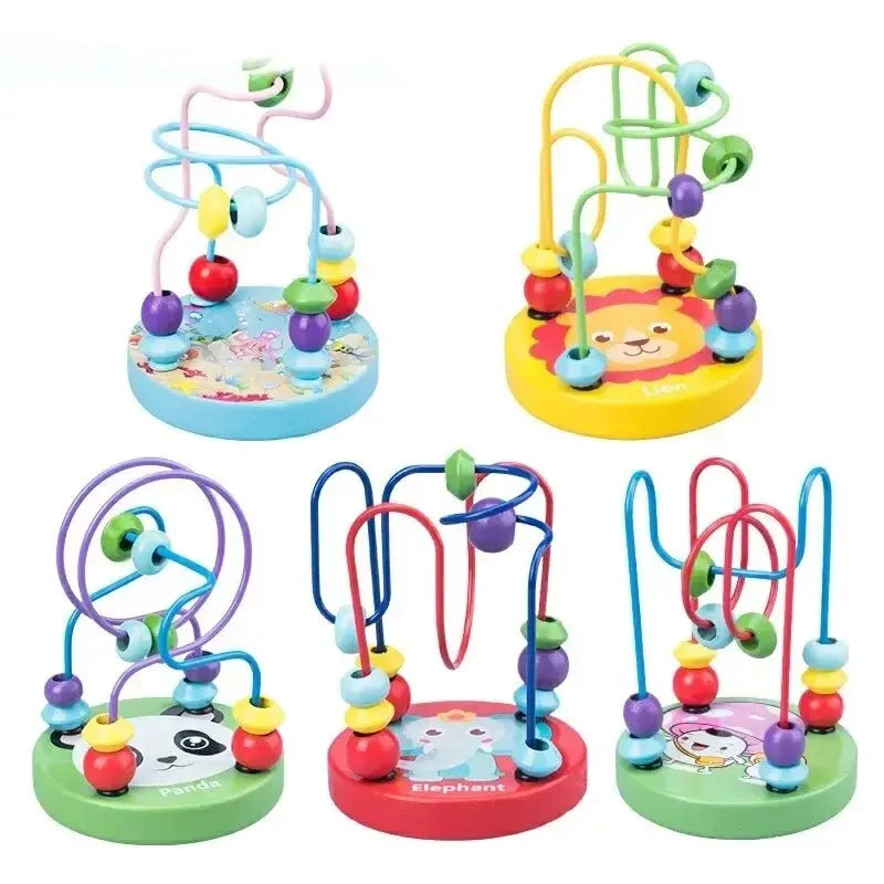 Wooden Bead Maze Roller Coaster Toy for Preschoolers
