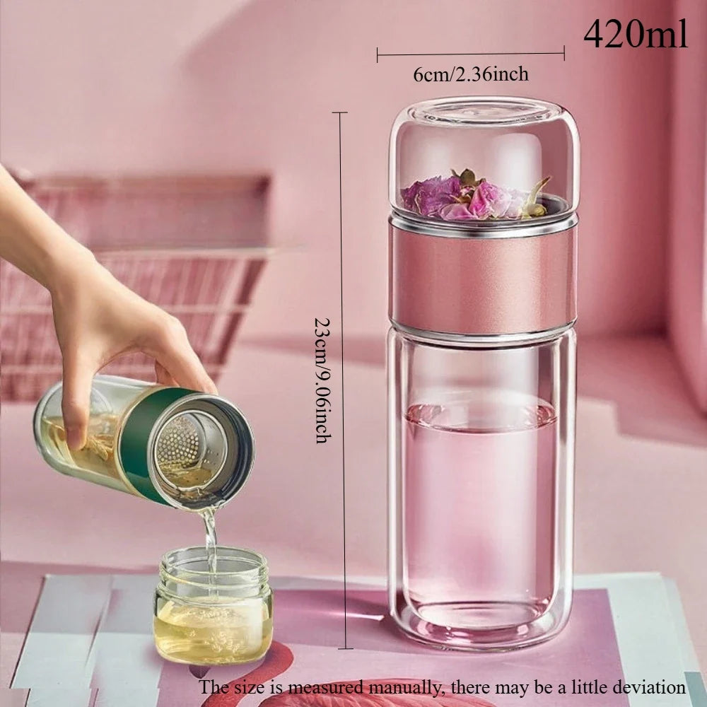 420 ml Double-Wall Glass Tea Cup with Infuser