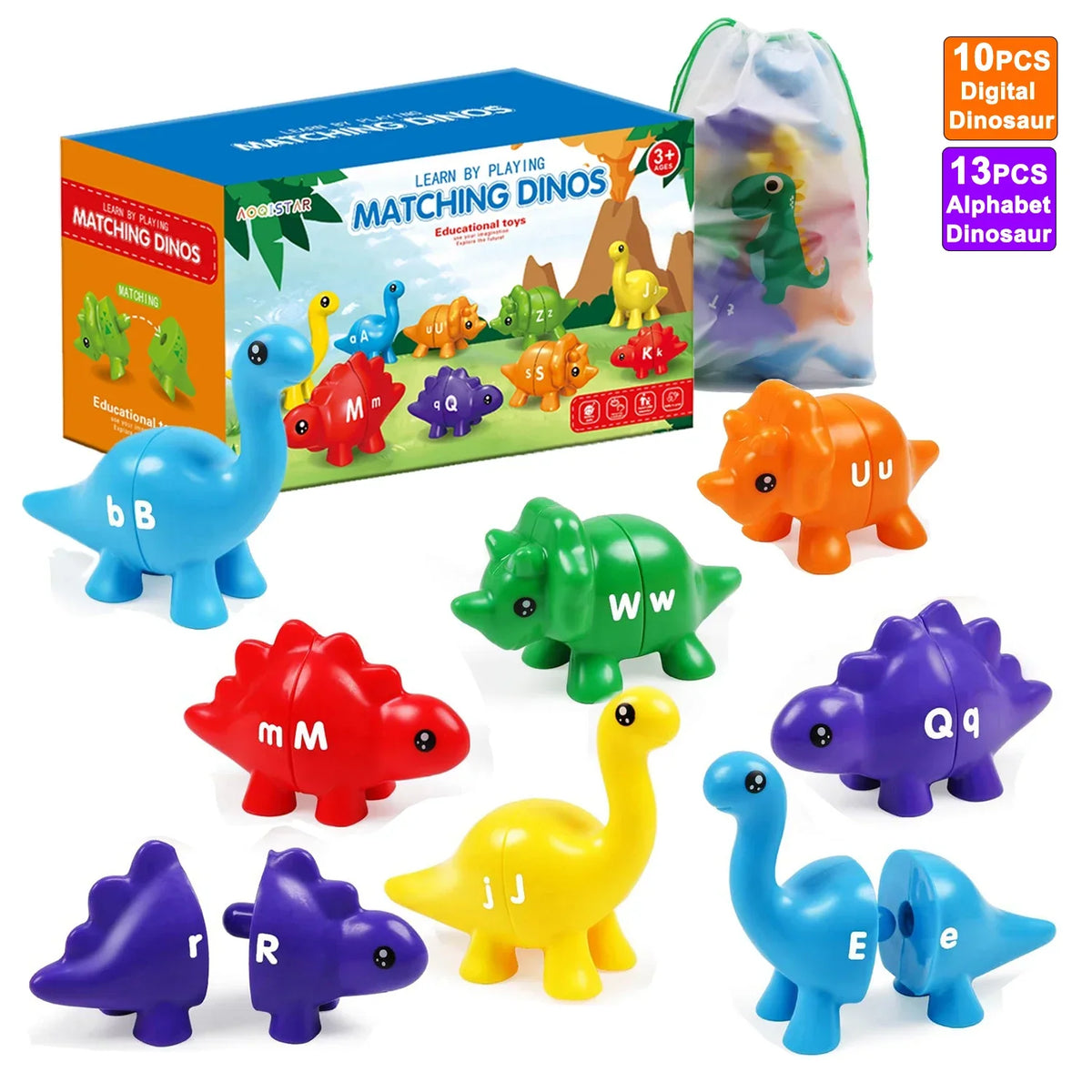 Dinosaur Alphabet and Number Matching Game