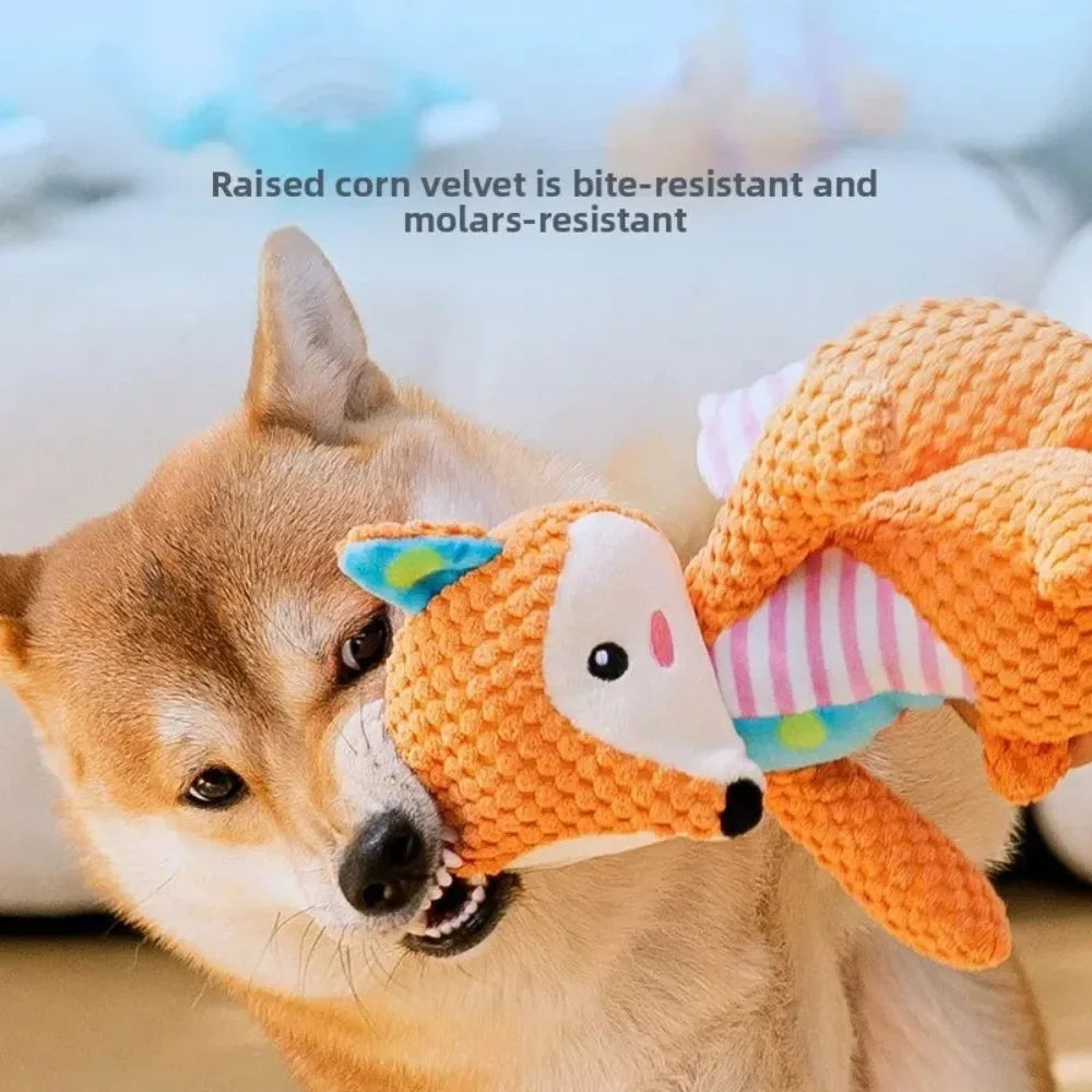 Fox and Elephant Squeaky Plush Dog Toys