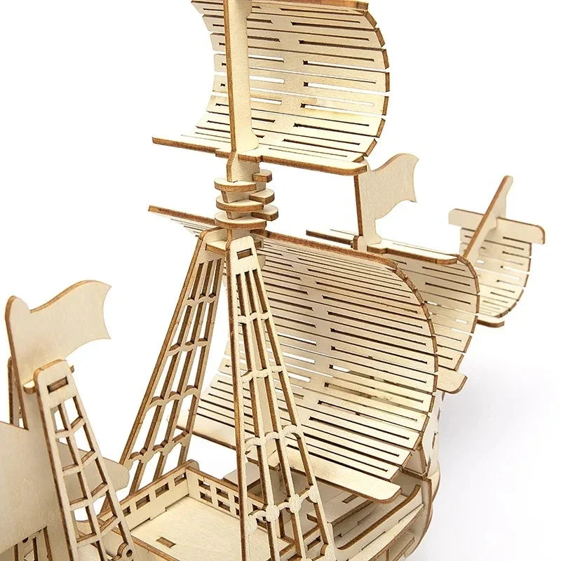 3D Wooden Sailboat Puzzle Kit