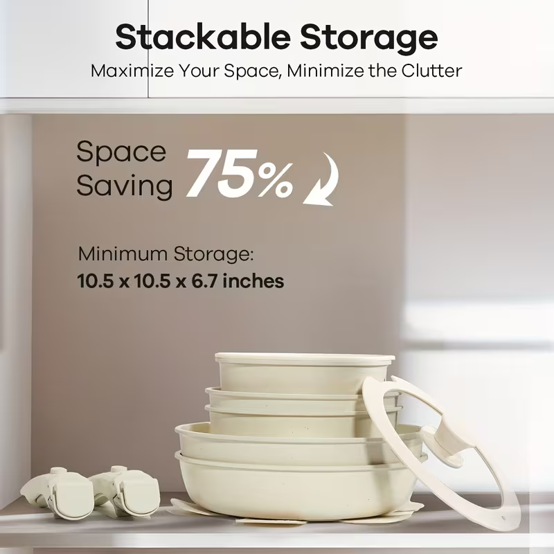 27-Piece Nonstick Cookware Set with Removable Handles
