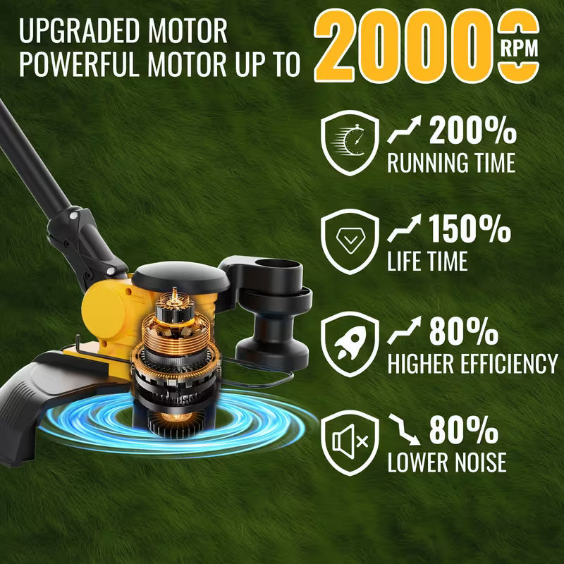 12-Inch Cordless Lawnmower and Electric Trimmer Combo with 2 Batteries
