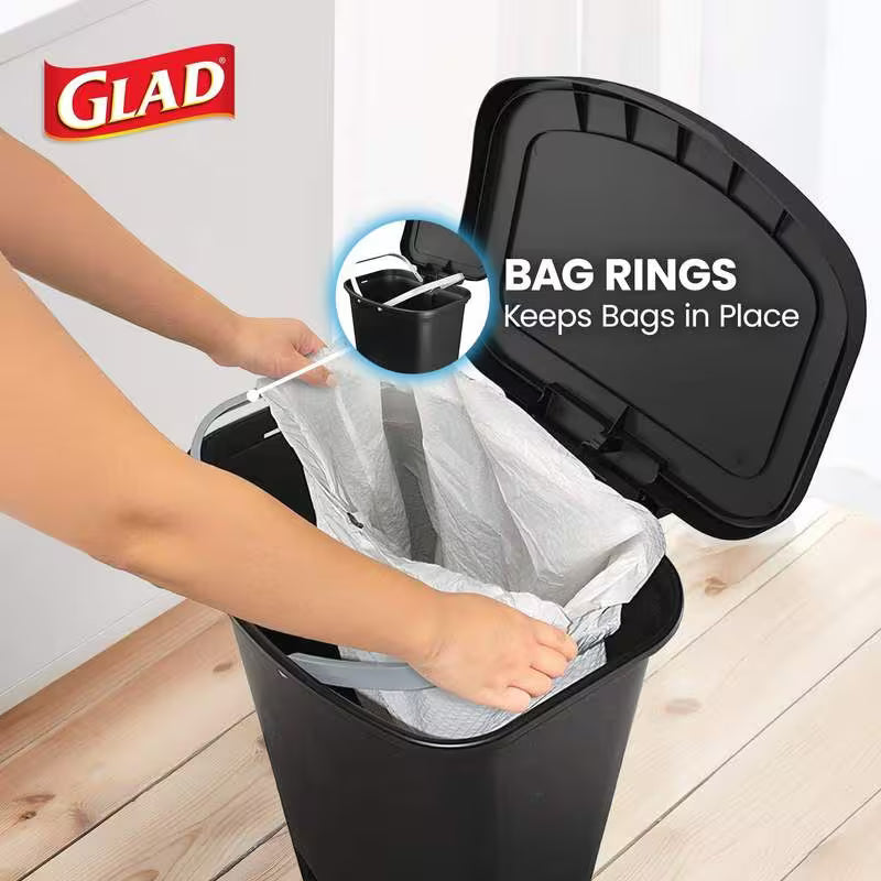 13-Gallon Kitchen Trash Can with Pedal and Bag Rings