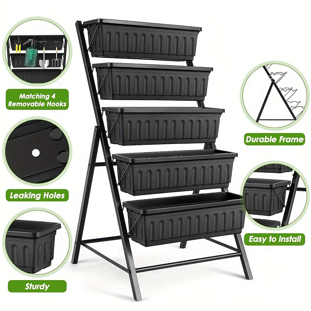 5-Tier Raised Garden Bed Planter Box