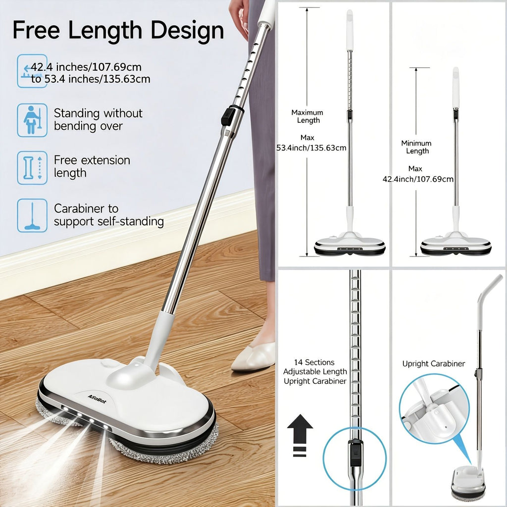 Cordless Electric Spin Mop with Water Sprayer and LED Headlight