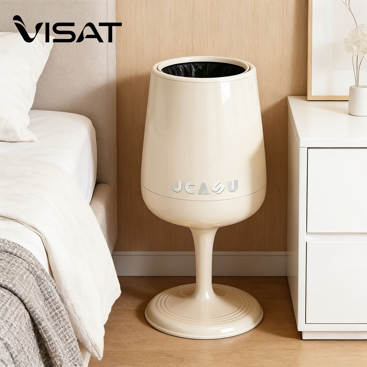 5.3-Gallon Wine Glass Shaped Kitchen Trash Can with Dual Bins