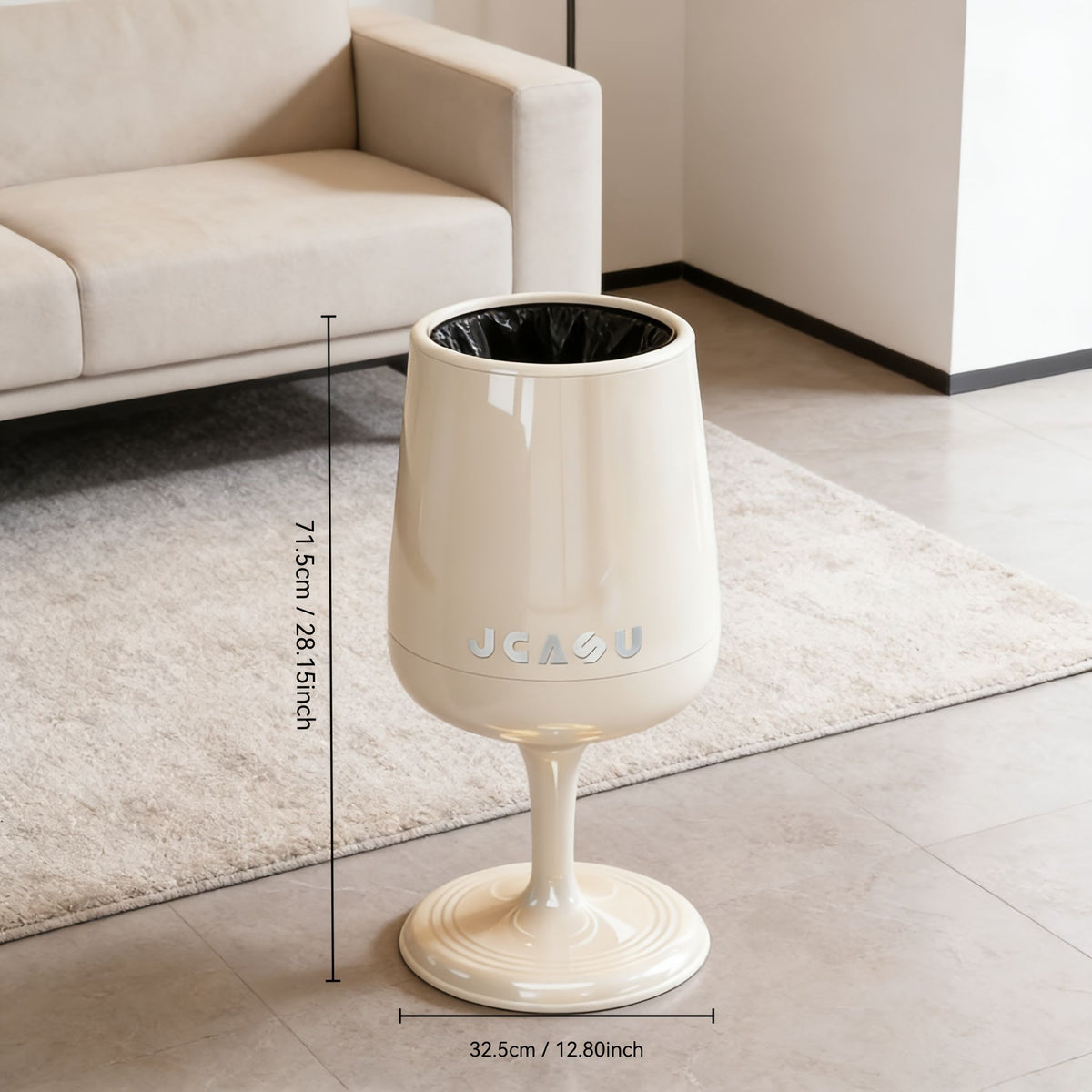 5.3-Gallon Wine Glass Shaped Kitchen Trash Can with Dual Bins