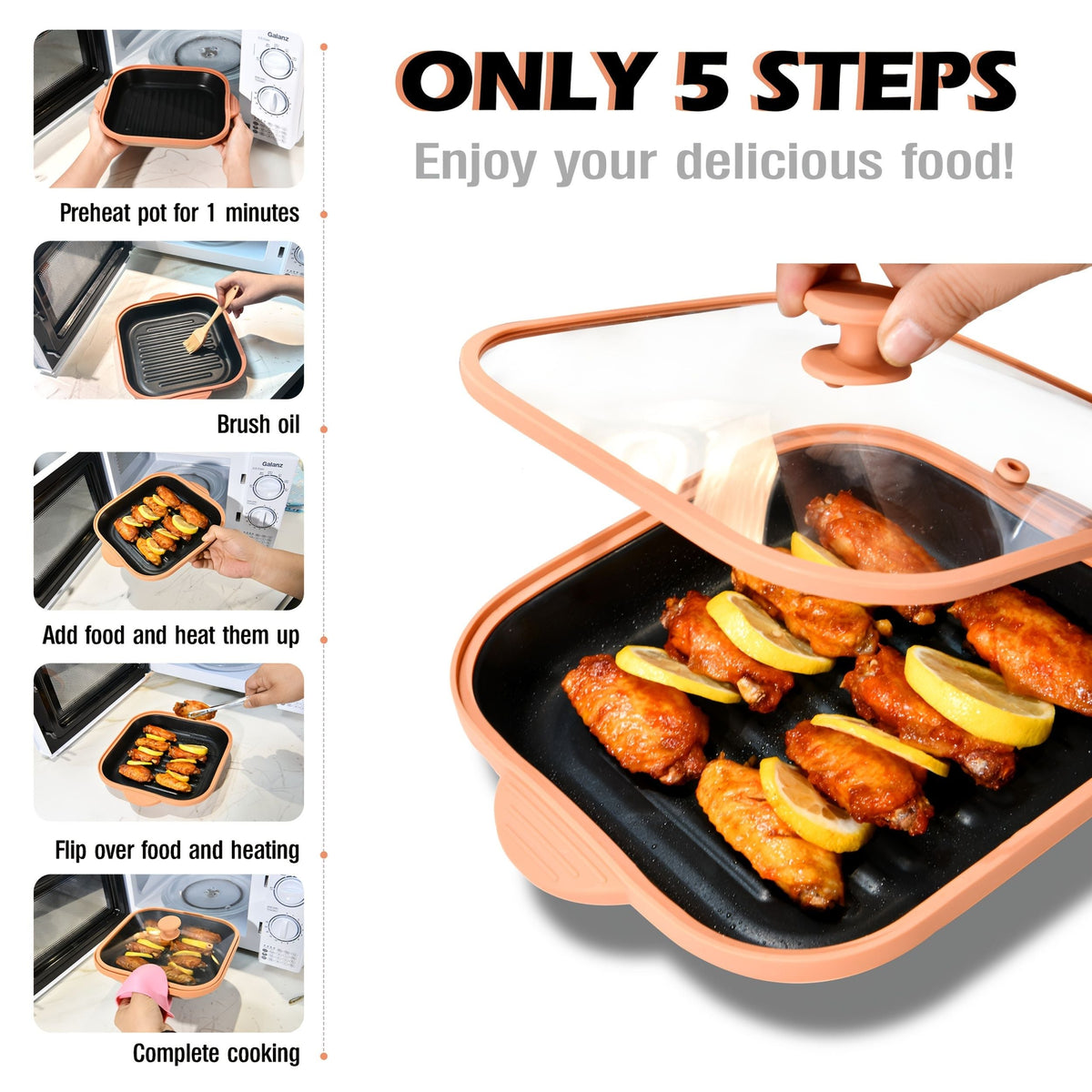 Microwave Fry Pan with Lid and Crisping Plate