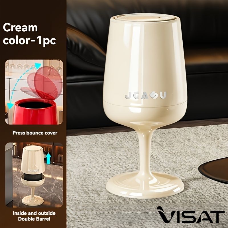 5.3-Gallon Wine Glass Shaped Kitchen Trash Can with Dual Bins