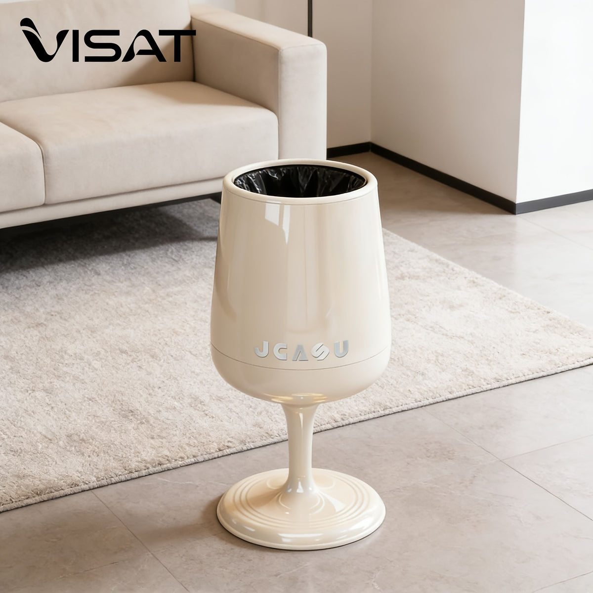 5.3-Gallon Wine Glass Shaped Kitchen Trash Can with Dual Bins