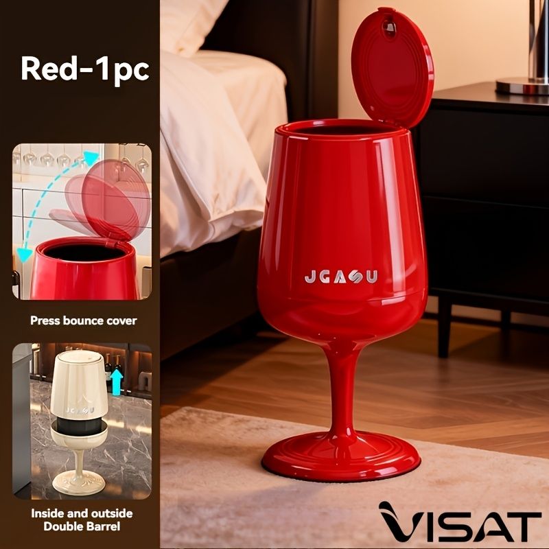 5.3-Gallon Wine Glass Shaped Kitchen Trash Can with Dual Bins