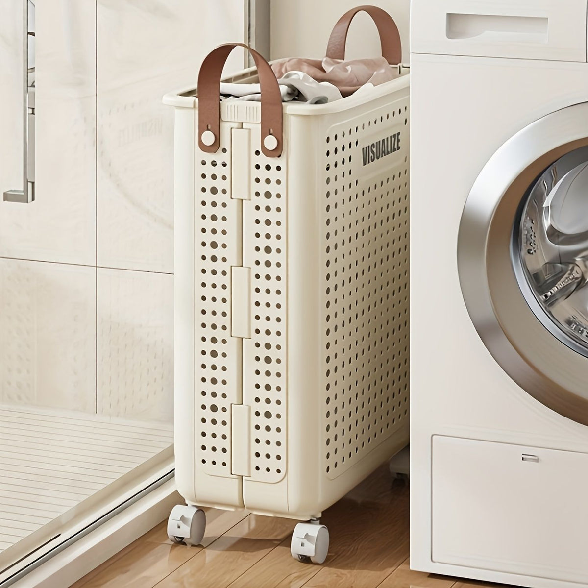 Rolling Laundry Cart With Lid And Handles