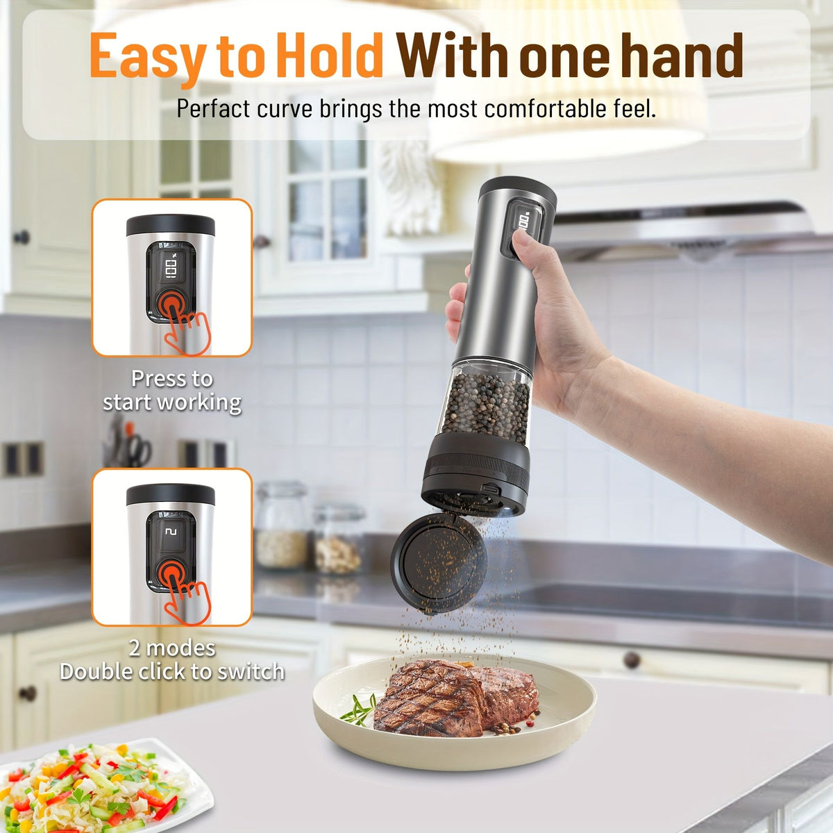 2-Piece Automatic USB Rechargeable Grinder Set