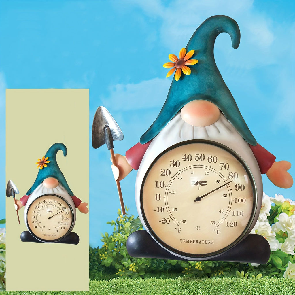 Metal Gnome Thermometer Wall Decor