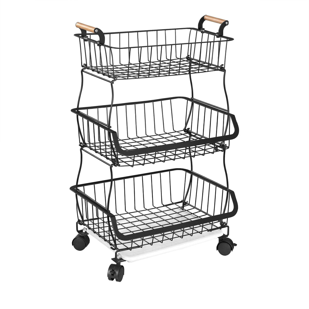 3-Tier Metal Wire Rolling Storage Cart